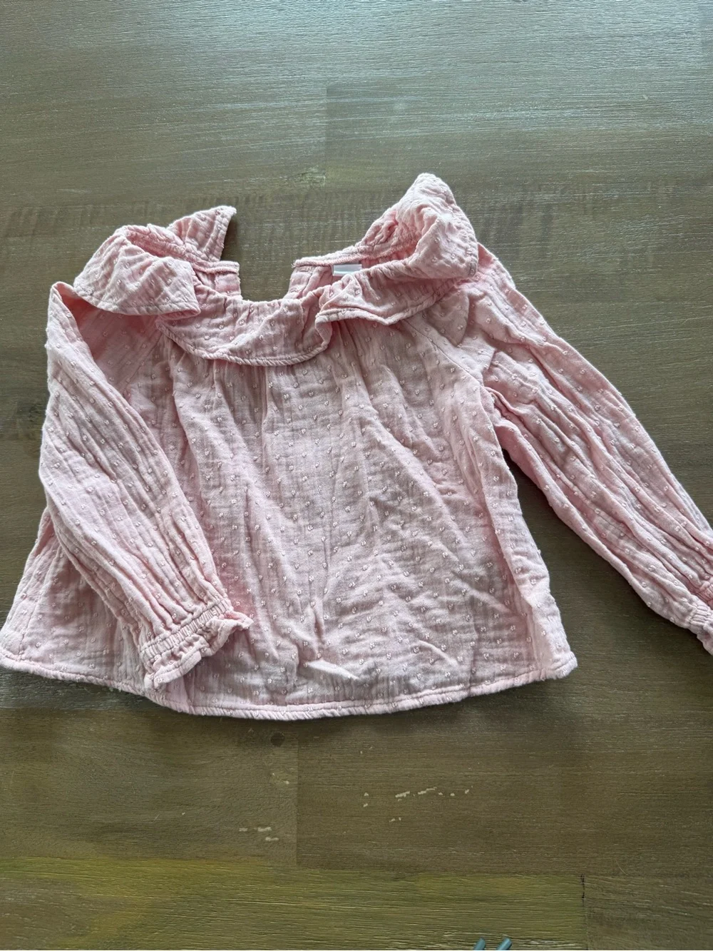 GAP Light Pink Ruffle Collar Long-Sleeve Blouse